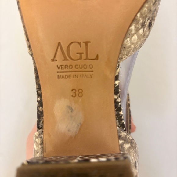 AGL 38 (8) d’Orsay Pump Women’s Snakeskin Print Pointed Toe Strappy Shoes - Picture 7 of 13